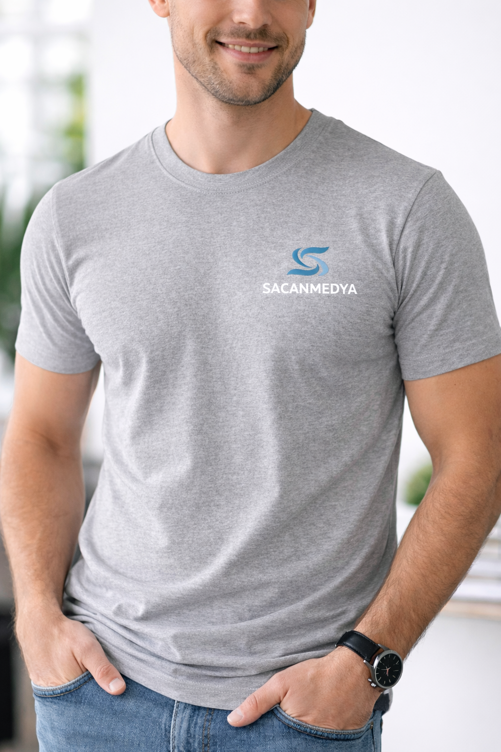 Baskılı Gri T-shirt Tişört