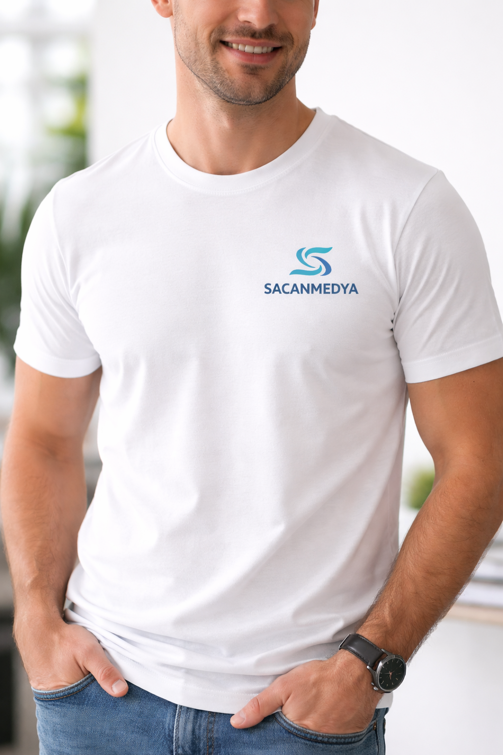 Baskılı Beyaz T-shirt Tişört